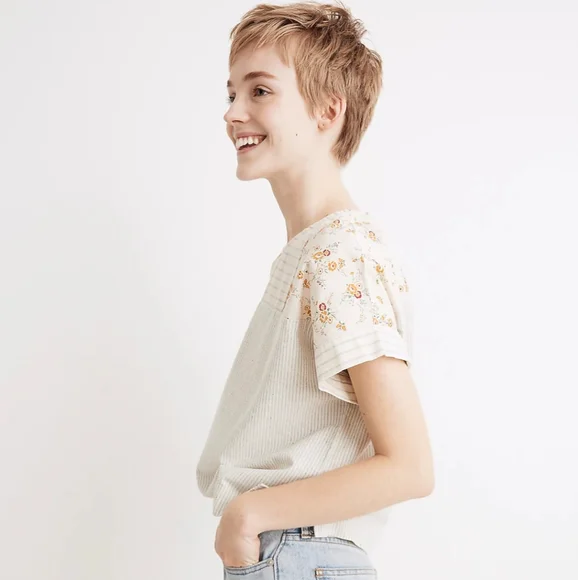 Madewell x The New Denim Project Patchwork Top In Railroad Stripe - Picture 14 of 15